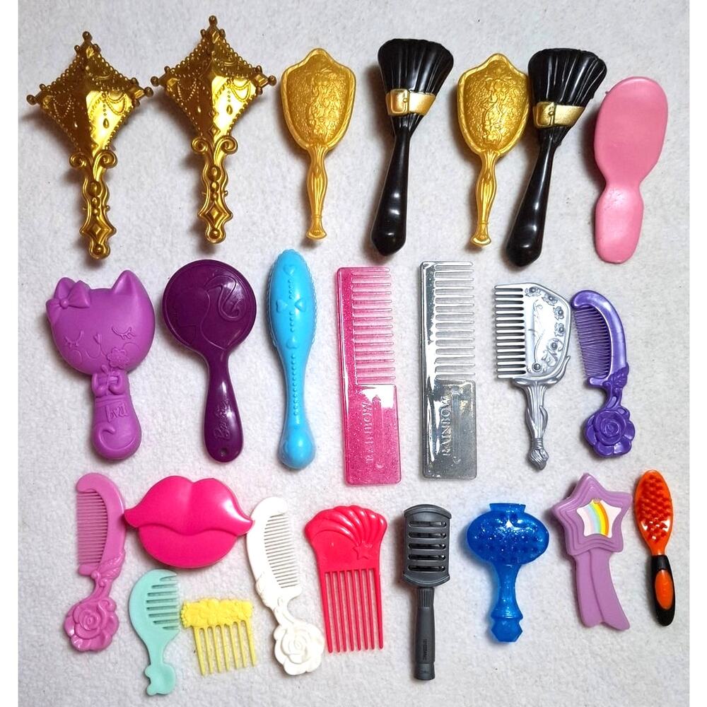 Barbie Hello Kitty Spin Master Fashion Doll Hair Brush Comb 24 Pc Accessory Lot